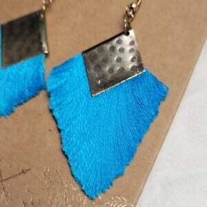 NWT Shiraleah Anthropologie Selma Fringe Earrings in Aqua